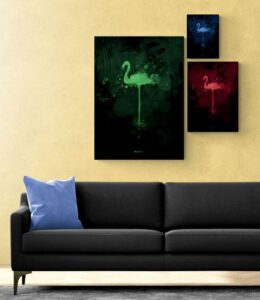 flamingo set of 3 colors each has a different size GRB - Large Green, Medium Red, Small Green
