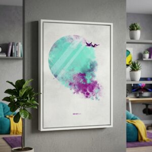 Abstract #1 A mystical journey canvas print white frame on a gray feature wall