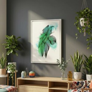 Whimsical Green Fusion Abstract Line Art