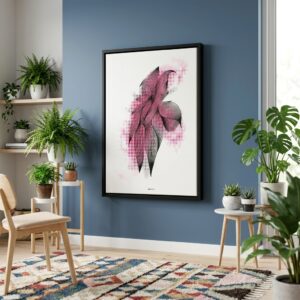 Whimsical Pink Fusion Abstract Line Art